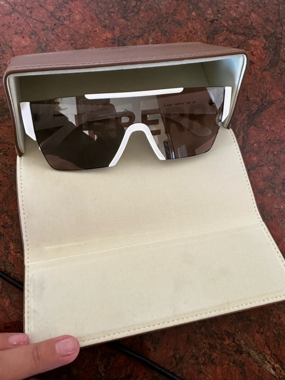 Burberry White Frame Sunglasses with Brown Gradient Lens